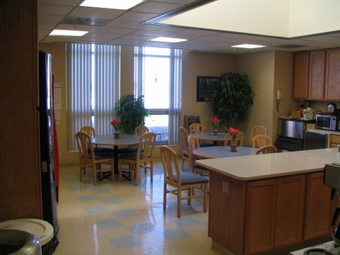 Clean break room maintained under contract